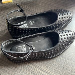 T.U.K. Black Spiked pointed ballet ankle strap creeper size 9